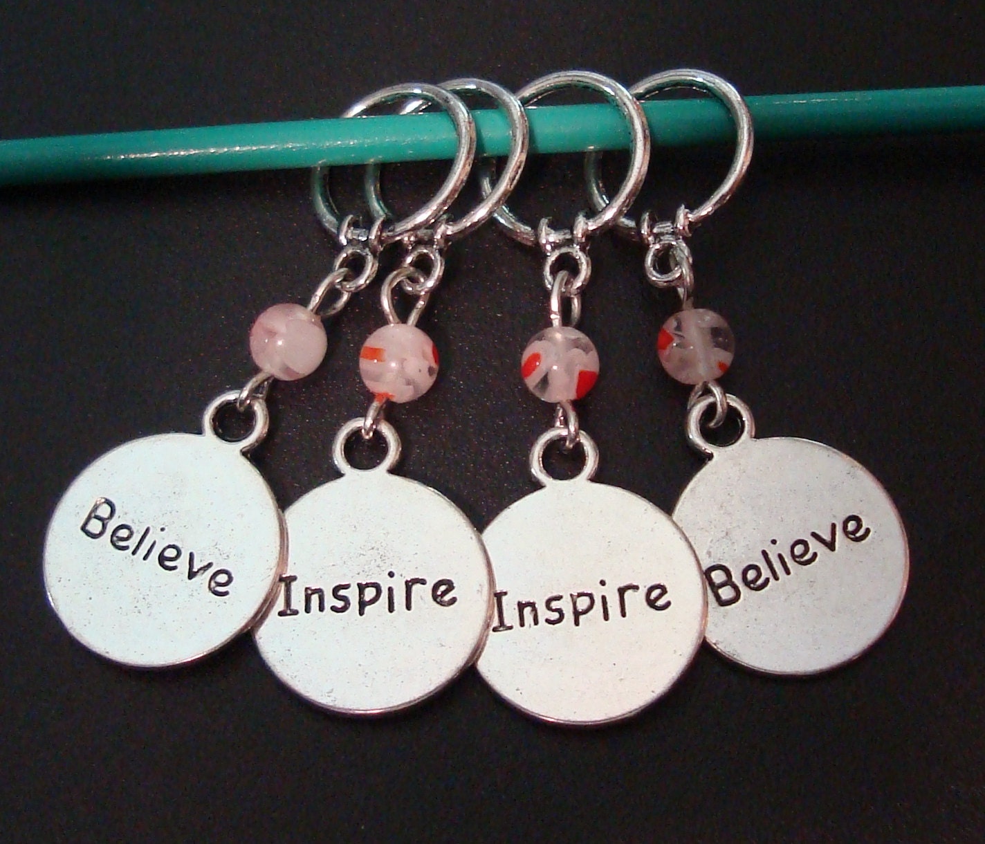 Inspire Believe Stitch Markers  BIG Rings for Bulky Knits Set of 4 /SM109