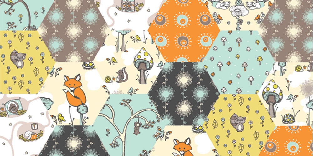 Rebekah Ginda Designs for Birch Organic Fabrics, Scamper, Hexi Patch, 1 Yard