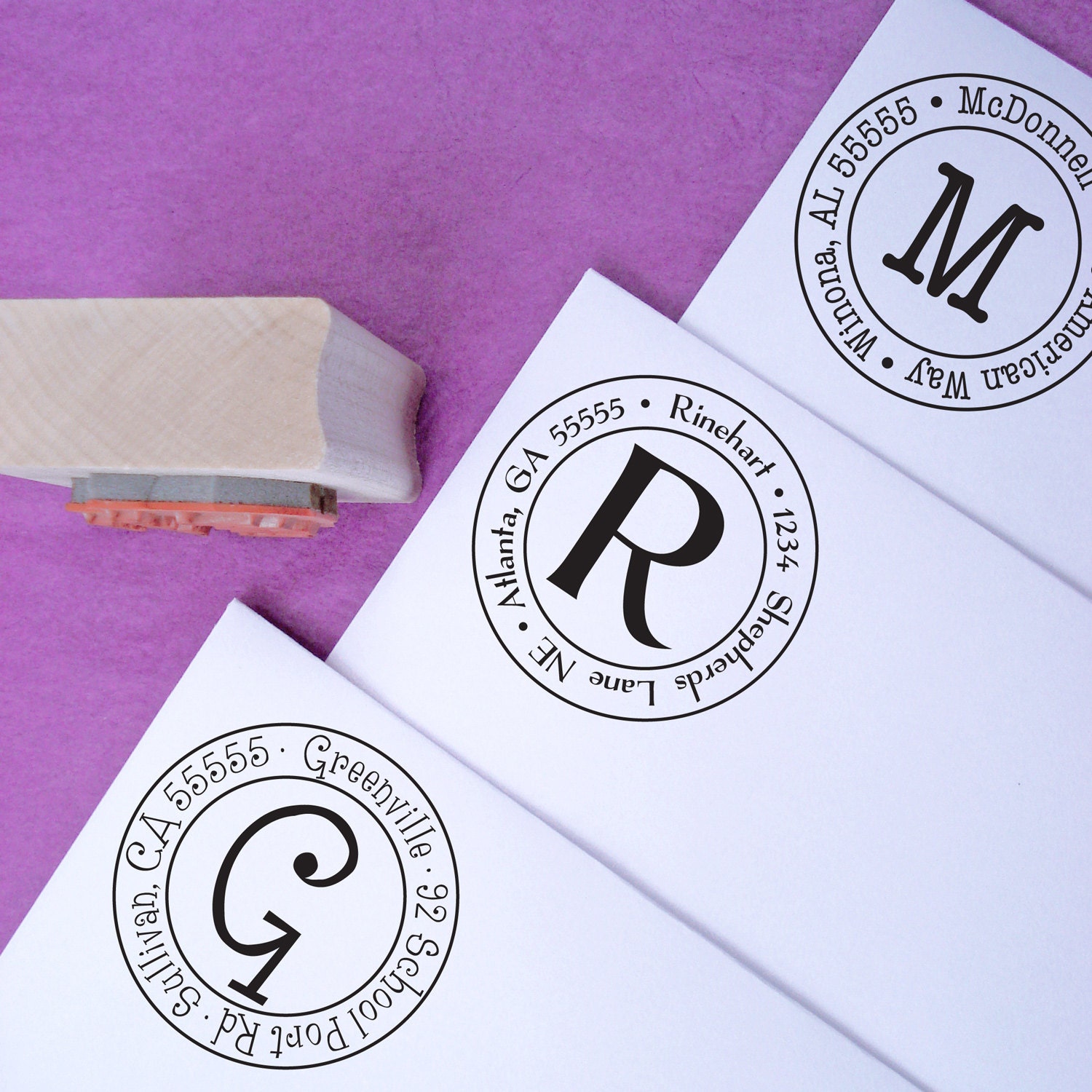 Round Customized Rubber Address Stamp - Small