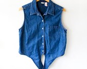 Vintage Denim Crop Top - Size Large