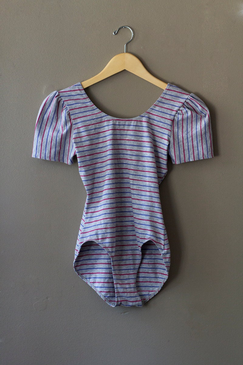 Vintage Striped Leotard Bodysuit -Size Small/Medium