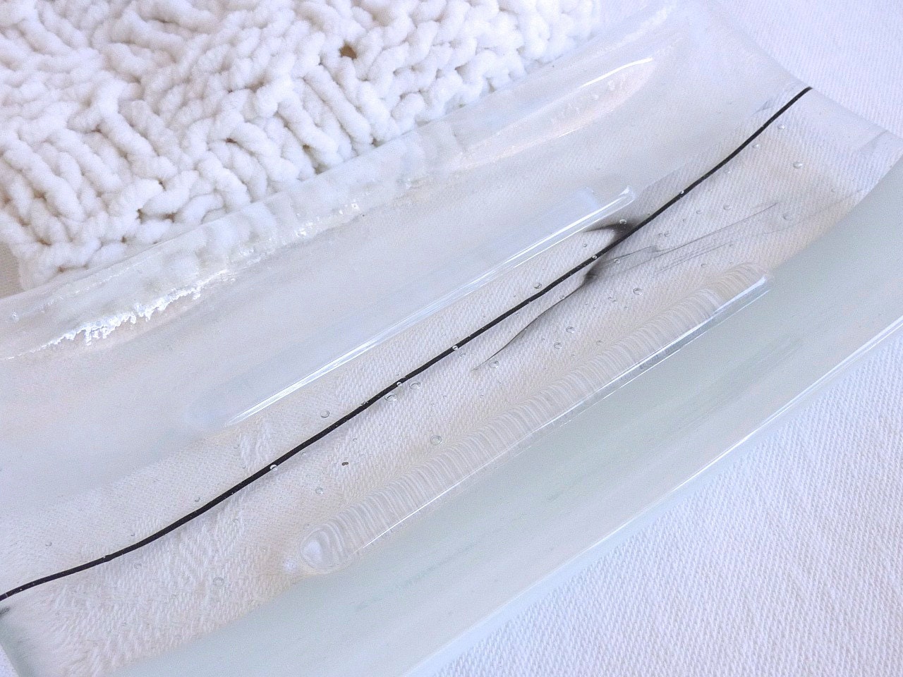 Large Soap Dish in White Glass