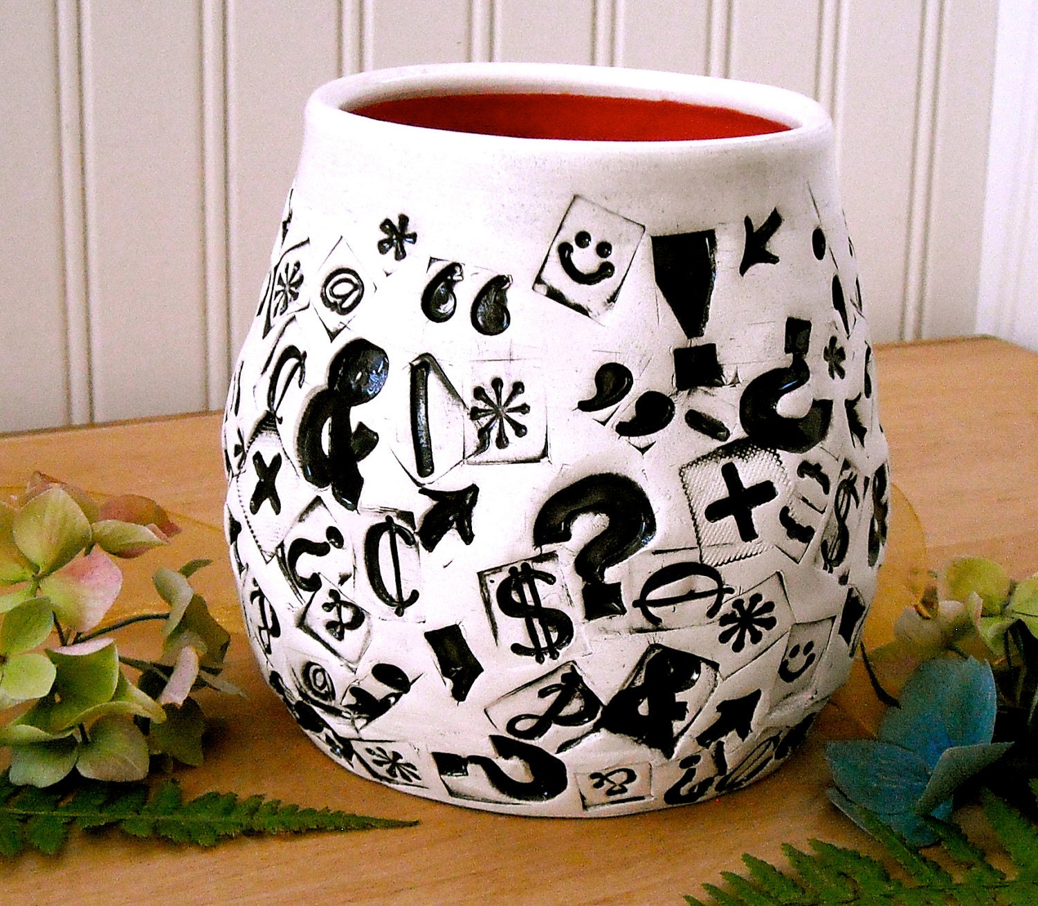 Large Coffee Mug - Wheel Thrown Letterpress Stamped Punctuation Tea Cup - ETCETERA - Teacher, Journalist, Reporter, Writer, Librarian Gift