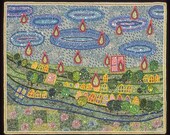 Mother Is Crying, Bead Embroidered Art Panel, Fine Art
