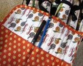 Pencil and Brush holder,  roll up style