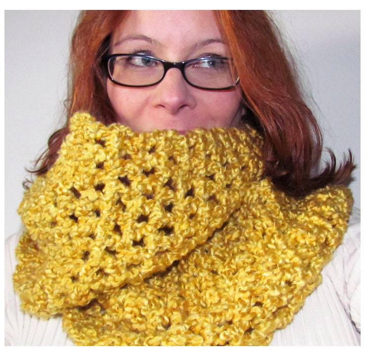Buttercup Infinity Scarf Oversize Cozy Cowl Snood - Butter Gold Sunlight Goldenrod