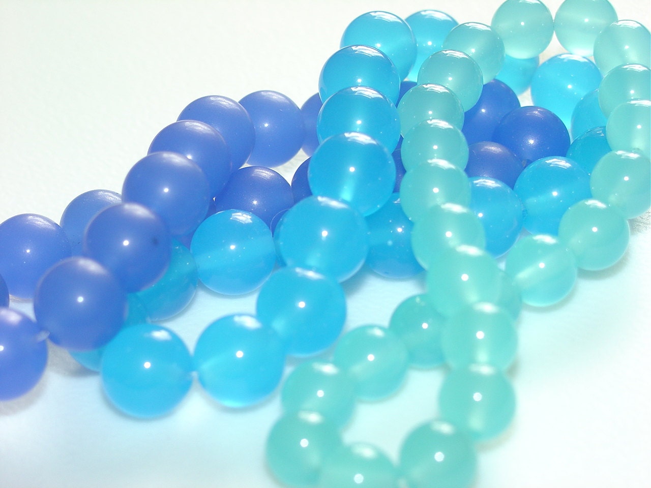 Bright Blue Chalcedony Bracelet Simple Bracelet Stackable Bracelet Stone Bracelet