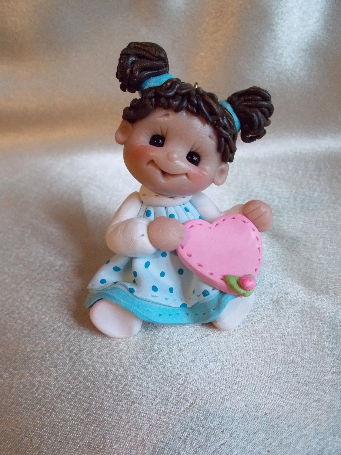 child toddler girl Christmas Ornament children teal Personalized Gift Polymer Clay Gift keepsake dress