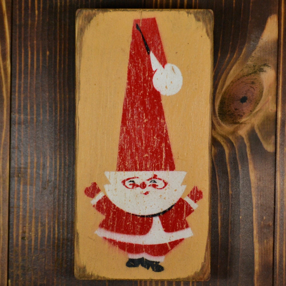 1950s Vintage Santa Claus Graffiti Art Xmax Holidays Christmas Painting - Beige