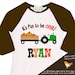 first 1st birthday fall tractor kids personalized pumpkin birthday baseball raglan shirt