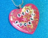 Resin Glitter Heart Necklace - MATURE - Get Fucked