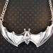Silver Large Spread Winged Bat Pendant