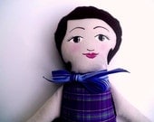 Cloth Doll, Hand Painted Face and Brown Hair