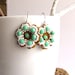 Mustard Patina, Glass Beaded, Flower -Beadwoven Earrings -Petalage in Mint, White and Mustard -Jewellery