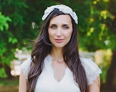 Veil Alternative Bridal Head Piece, Wedding Hair Piece, Silk Tulle and Rhinestones, Hand Beaded