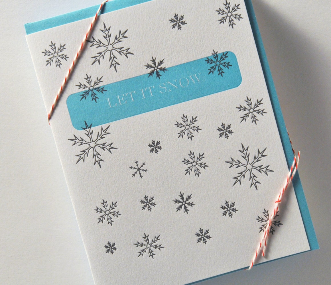 SALE Let It Snow Letterpress Christmas Holiday Card Set
