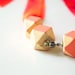 Geometric Beaded Silk Ribbon Necklace in Coral & Orange.