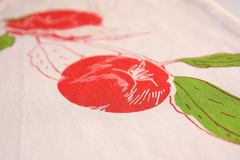 Hand-printed Tomato Vine Organic Cotton Table Runner XLarge
