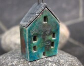 Lagune...Saggar Fired Rustic House Pendant / Ornament