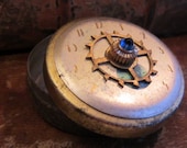 Steampunk Time Capsule - Vintage Tin - Great stocking stuffer - watch parts tin - recycled - upcycled