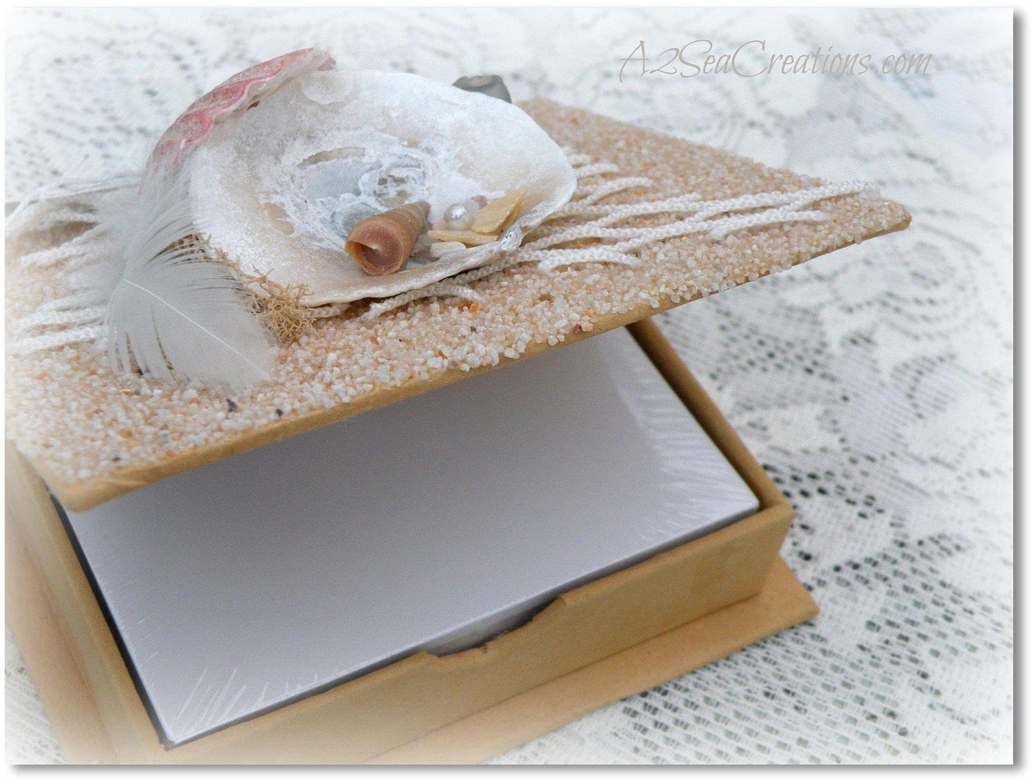 Nautical Notepad Holder - Beach Sand and Seashells