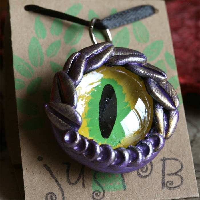 Dragon's Eye Pendant Large - Purple and Green-Gold