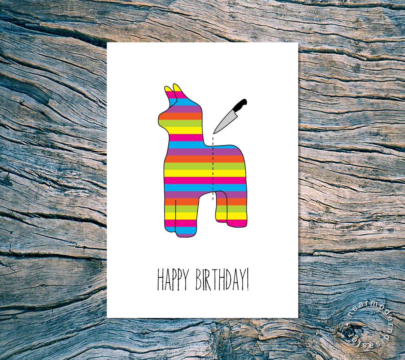 HAPPY BIRTHDAY (stab here) folded note card with envelope