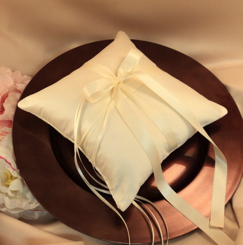 Simple Satin and Silk Ring Bearer Pillow..Buy One Get One Half Off...shown in cream ivory/ivory