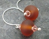 amber coloured lampwork earrings