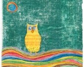 Good Night  - Owl illustration, square print or note card