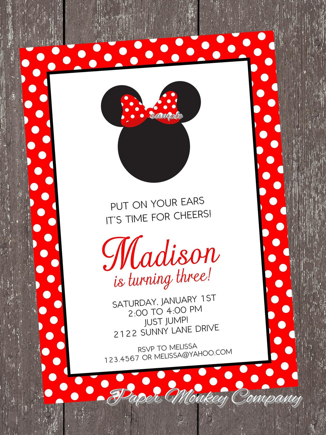Minnie Mouse Birthday Invitation