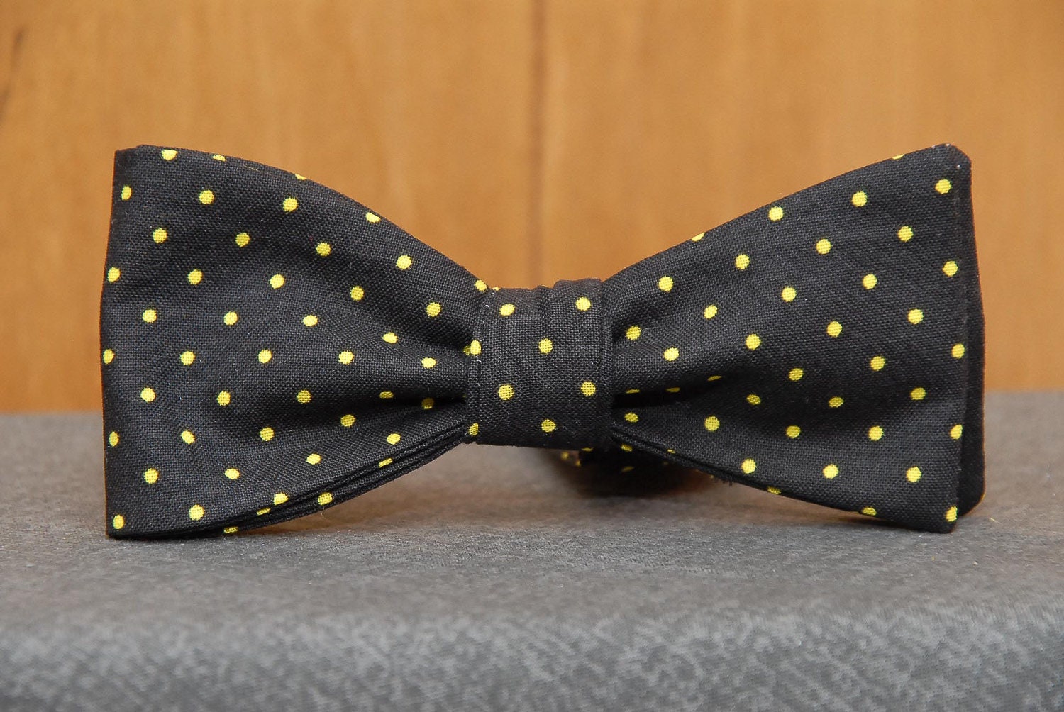 Black and Yellow Formal Polka Dot Bow Tie