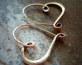 14k gold heart hoops, petite gold heart earrings