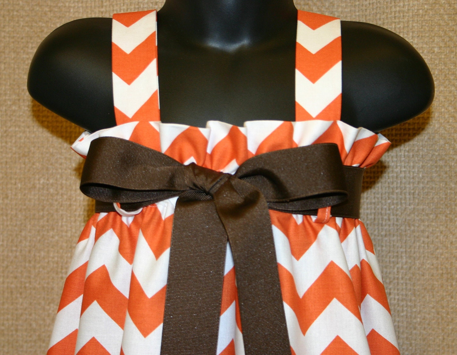 New for Fall - Zadee Dress in Orange or Brown Chevron fabric - Auburn, Florida or Clemson Game Day dress with Ribbon Belt Option