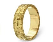 PATTERN 14k Gold Men's Wedding Band, Mens Gold Band, 14k Yellow Gold Band, Mens Band, Men's Wedding Ring