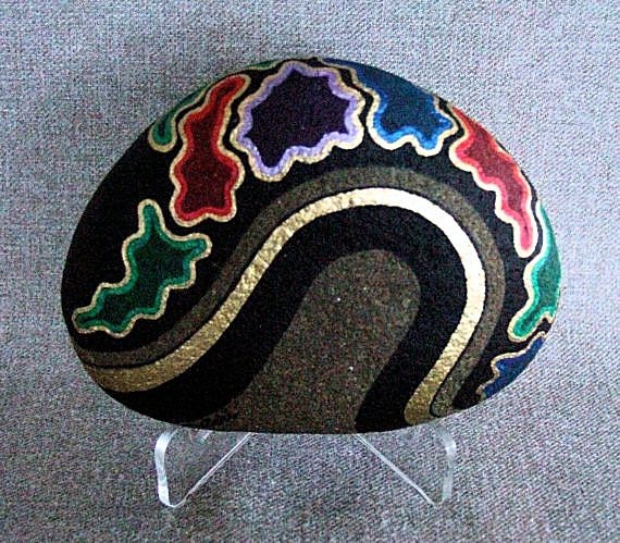Unique Elegant 3-D Art Painted Rock Collectible OOAK