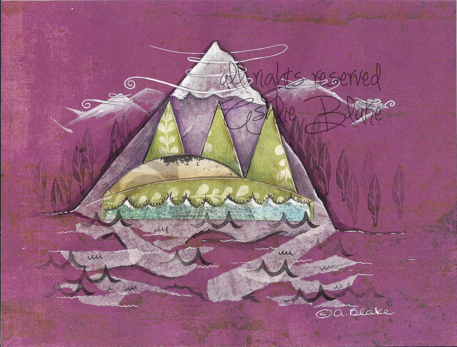 Mixed Media Mountain Painting by Painting Bliss