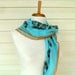 Vintage Scarf, Turquoise Blue Scarf, Turkish Anatolian Traditional Scarf, Turkish Scarf, Cotton Scarf