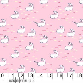 Fine the Narwhale Bloom Michael Miller Fabric 1 yard, yardage available