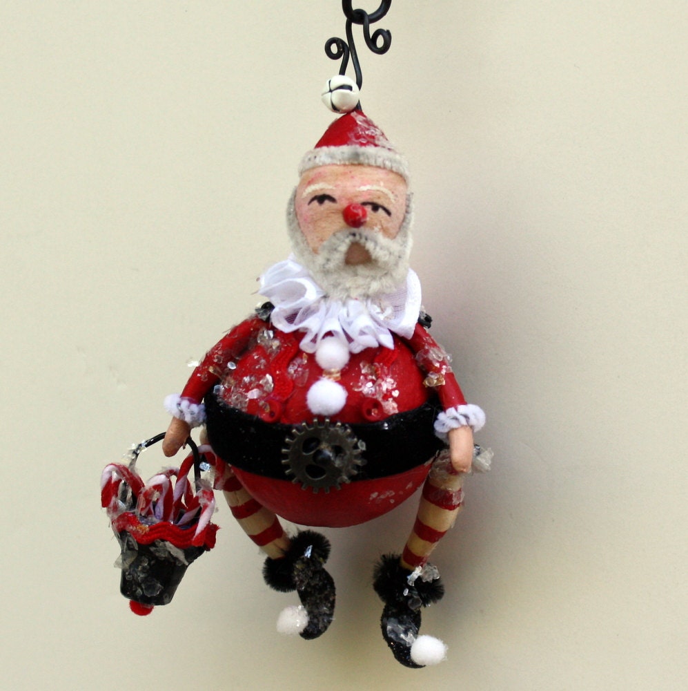 Santa Claus Folk Art Christmas Holiday Ornament  Whimsical Decoration