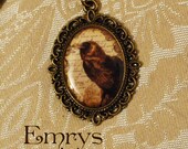 Antique Brass Raven Necklace