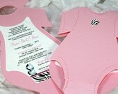 Onesie Baby Shower Invitation, Baby Announcement -Zebra Design Il_170x135