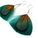 Iridescent Feather Earrings in Deep Teal, Green and Yellow - READY TO SHIP