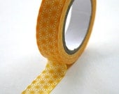 Washi Tape - 15mm - White Geometric Pattern on Deep Yellow Orange - Deco Paper Tape No. 349
