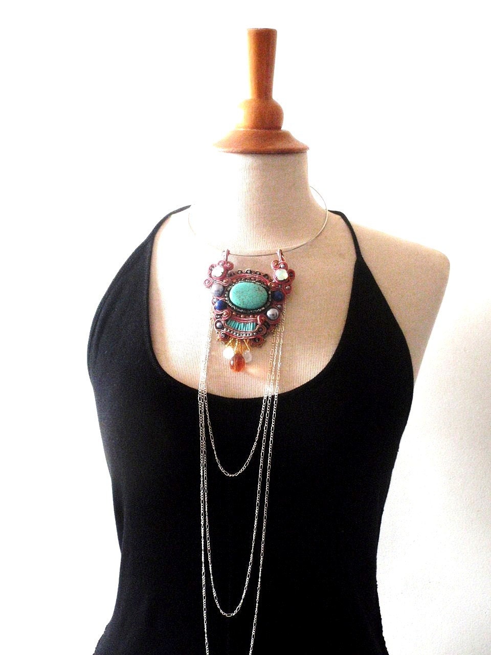 Bib Necklace ,  Statement soutache necklace - URBAN INCA  - Ethnic modern jewelry -