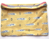 Fishes Screen Print Medium Cotton Purse Make up Case