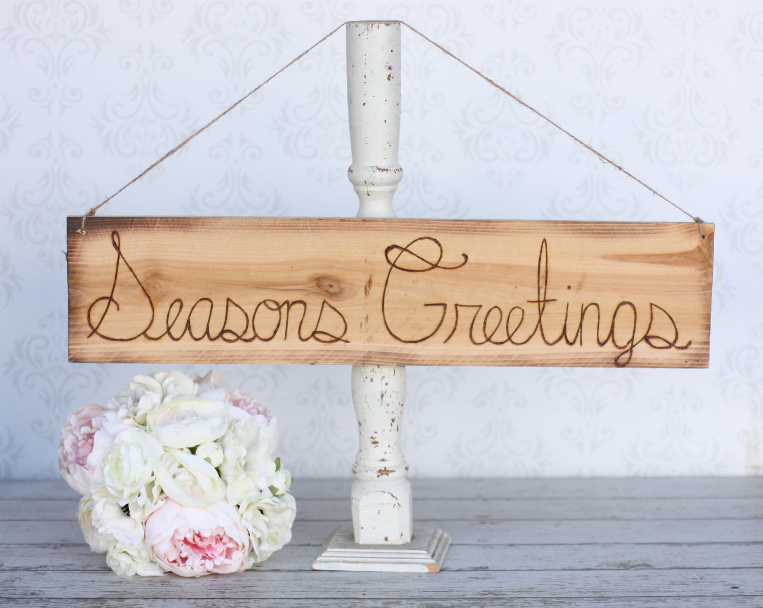 Seasons Greetings Christmas Holiday Sign Rustic Decor