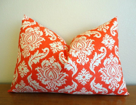 SINGLE LUMBAR 12 X 18 Pillow Cover // Joel Dewberry Damask Saffron