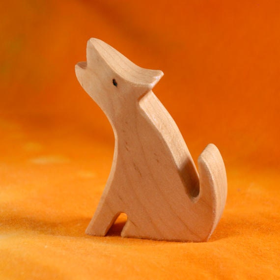 Carved Wooden COYOTE, Handmade Toy Animal, Waldorf Inspired