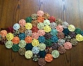 Fall Colors Two Inch Fabric Yoyo Table Runner Table Center Piece Yoyo Decoration Home Decor Handmade Fabric Yoyo Tablerunner
